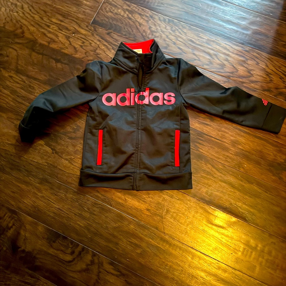 Adidas 4t zip jacket black and red like new
